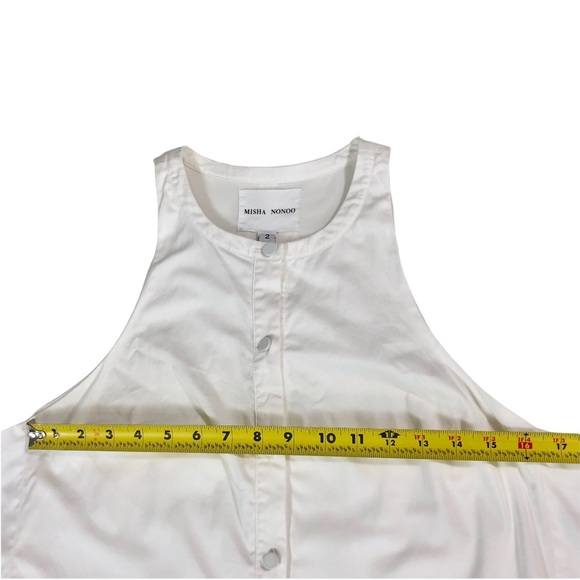 Misha Nonoo Kate Sash Dress White Sateen Cotton - Picture 7 of 11